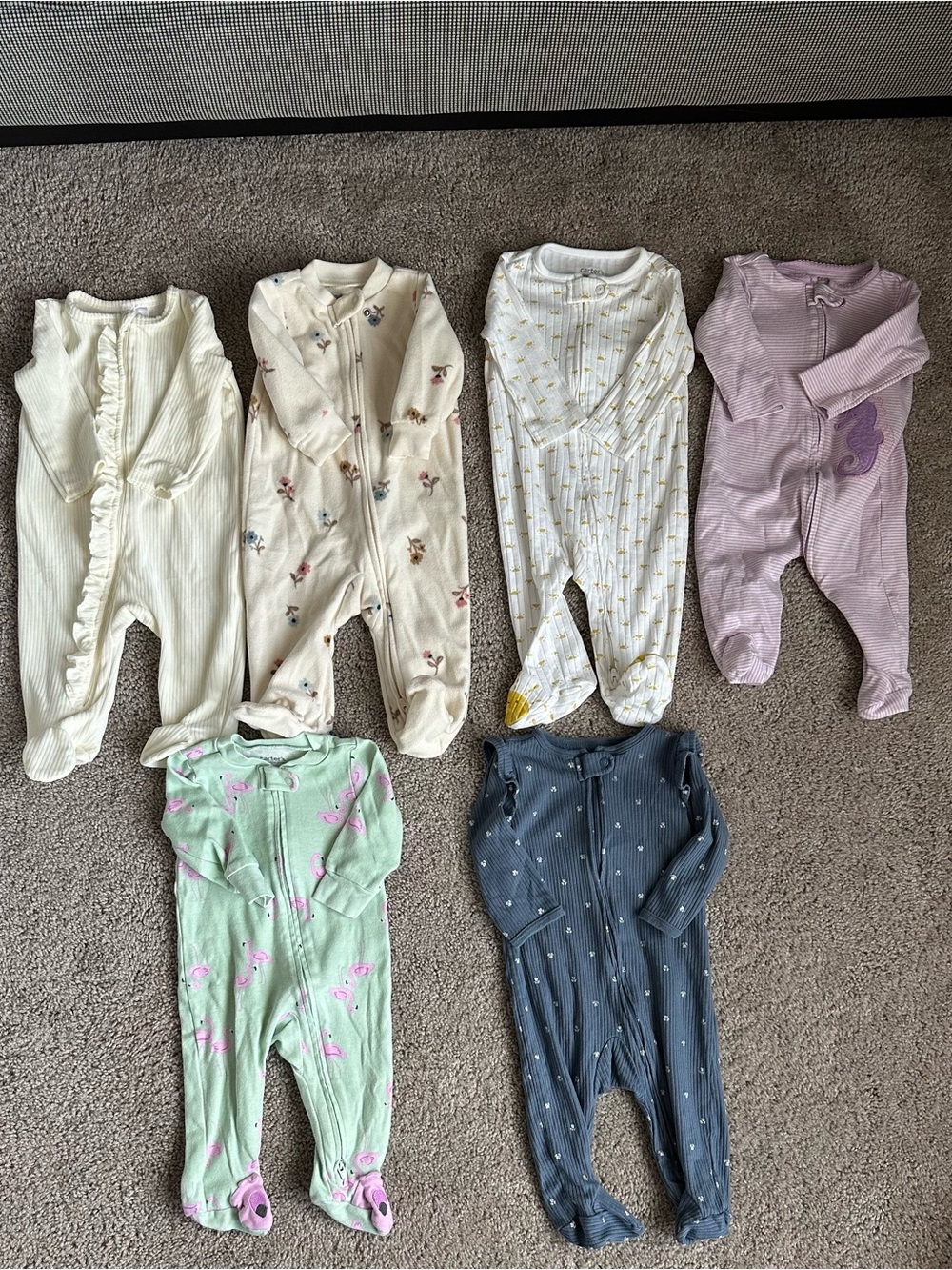 6 MONTH - Baby Girl Clothes - Mixed Baby One-Piece Sleepers - Assorted Colors